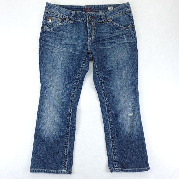 MEK DNM USA New Mazatlan CAPRI Buckle Crop Pants Denim Jeans Size 29 - Picture 3 of 10